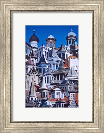 Framed Turret Town, Montage of Turrets from Dunedin&#39;s Historical Buildings, New Zealand Print