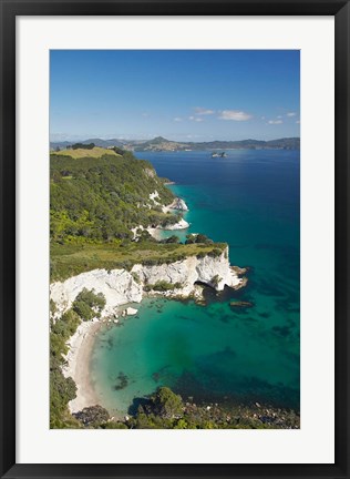 Framed Coastline, Cathedral Cove, North Island, New Zealand Print