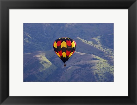 Framed Hot Air Balloon and Mountains, South Island, New Zealand Print