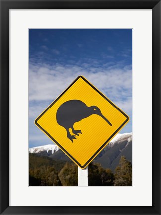 Framed New Zealand, South Island, Road Sign, St Arnaud Range Print