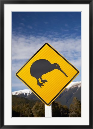 Framed New Zealand, South Island, Road Sign, St Arnaud Range Print