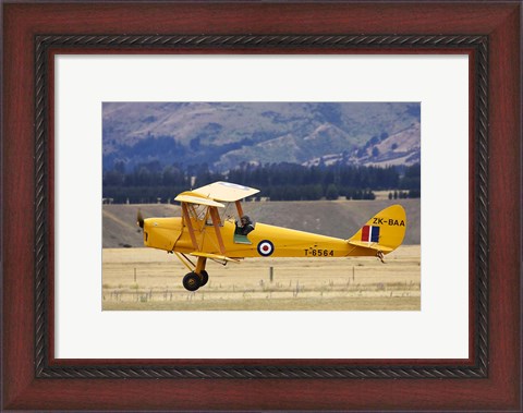 Framed Tiger Moth Biplane, Wanaka, South Island, New Zealand Print