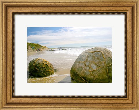 Framed Koekohe Beach, New Zealand, Moeraki boulders, rocks Print