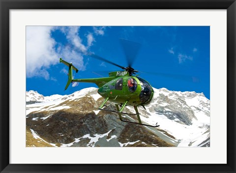 Framed New Zealand, Arrowsmith Range, Helicopter Print