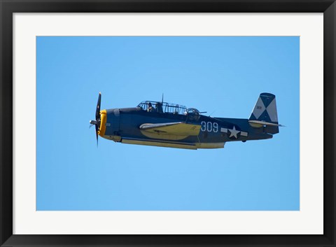Framed Grumman Avenger, Warbirds over Wanaka, War plane, New Zealand Print