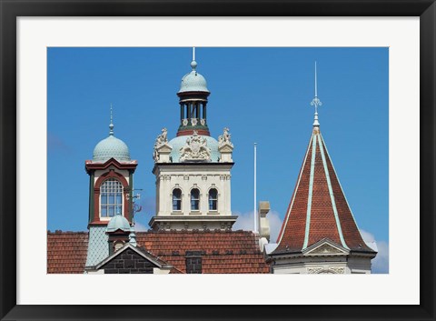 Framed Turrets, Spires &amp; Clock Tower, Historic Railway Station, Dunedin, South Island, New Zealand Print