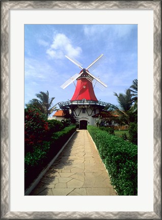 Framed Windmill, Famous Old Mill Restaurant in Aruba Print