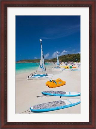 Framed Antigua, Dickenson Bay, beach, sailboats Print