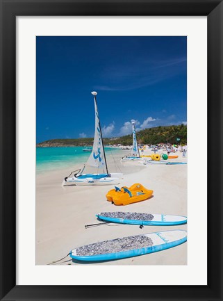 Framed Antigua, Dickenson Bay, beach, sailboats Print