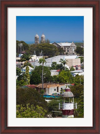 Framed Antigua, St Johns, elevated city view Print