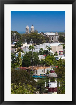 Framed Antigua, St Johns, elevated city view Print