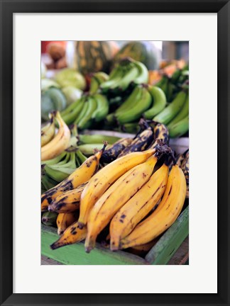 Framed Fresh bananas at the local market in St John&#39;s, Antigua Print