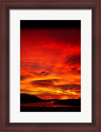 Framed Sunrise, Otago Harbor, Dunedin, New Zealand Print