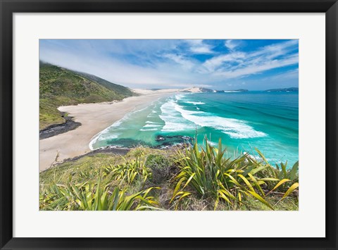 Framed New Zealand, North Island, Cape Reinga, Te Werahi Beach Print