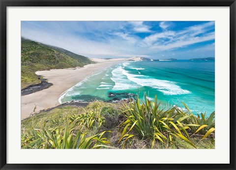 Framed New Zealand, North Island, Cape Reinga, Te Werahi Beach Print
