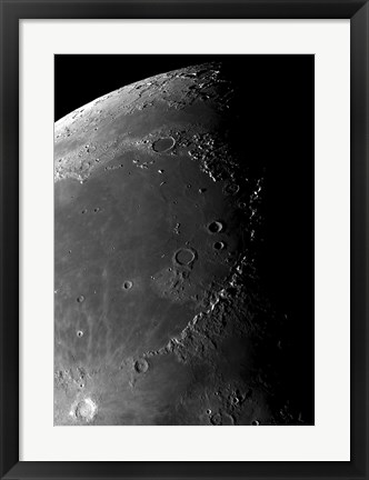 Framed Craters Copernicus, Plato, Eratosthenes, and Archimedes near the Montes Apenninus Mountain Range Print