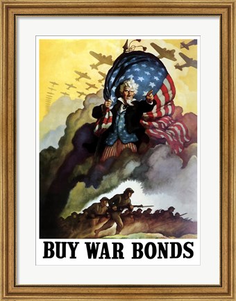 Framed Uncle Sam Urging Troops into Battle Print