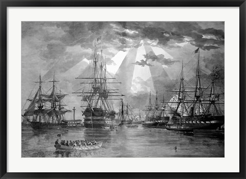 Framed US Naval Ships during the Civil War Print