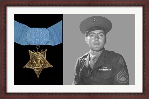 Framed Sergeant John Basilone and the Medal of Honor Print