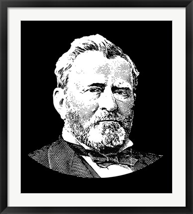 Framed Vector Portrait of General Ulysses S Grant Print