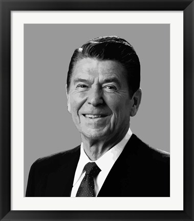 Framed Vector Portrait of Ronald Reagan Print