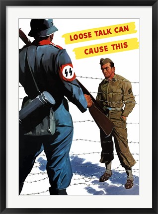 Framed Loose Talk (War Propoganda Snake Poster) Print