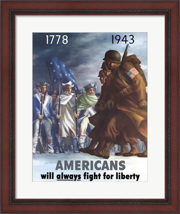 Framed American Infantryman Marching War Poster Print