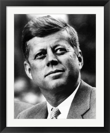 Framed Vector Portrait of John F Kennedy Print