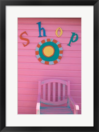 Framed Colorful Sign at Compass Point Resort, Gambier, Bahamas, Caribbean Print