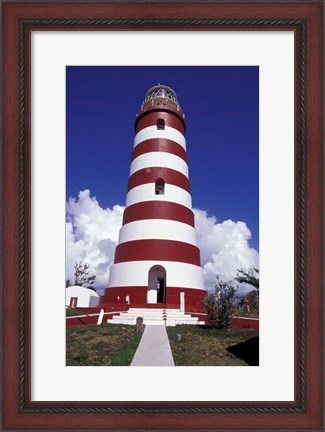 Framed Candystripe Lighthouse, Elbow Cay, Bahamas, Caribbean Print