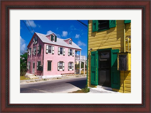 Framed Colorful Loyalist Home, Governor&#39;s Harbour, Eleuthera Island, Bahamas Print