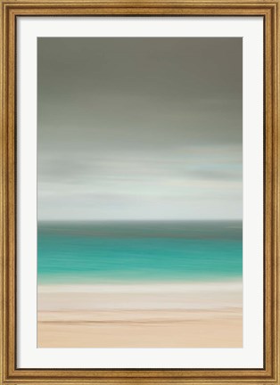Framed Bahamas, Eleuthera, Pink Sand Beach on a cloudy day Print