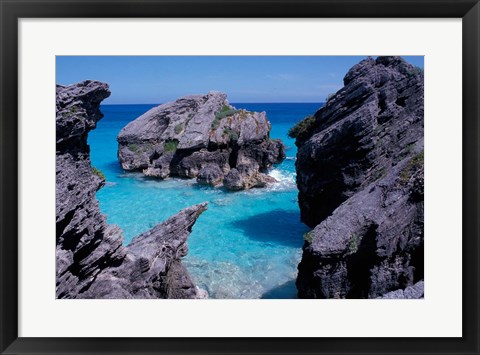 Framed Beach on South Coast, Bermuda, Caribbean Print
