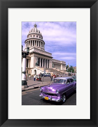 Framed Classic 1950&#39;s purple Auto, Havana, Cuba Print