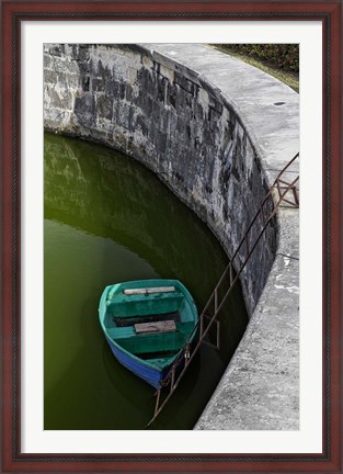 Framed Boat at the fortress of La Fuerza in Havana, Cuba Print