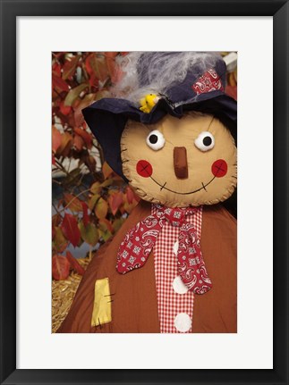 Framed Stuffed Scarecrow on Display at Halloween, Washington Print