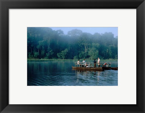 Framed Wildlife from Raft on Oxbow Lake, Morning Fog, Posada Amazonas, Tamboppata River, Peru Print
