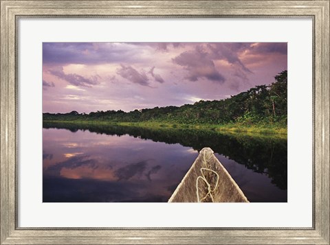 Framed Paddling a dugout canoe, Amazon basin, Ecuador Print