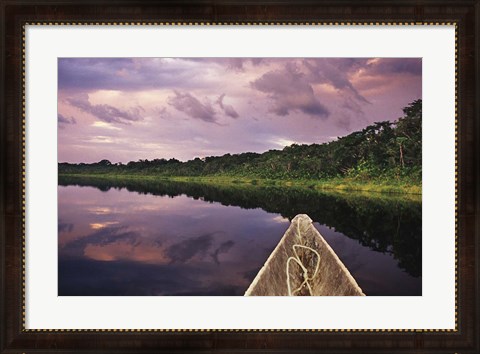 Framed Paddling a dugout canoe, Amazon basin, Ecuador Print