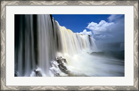 Framed Towering Igwacu Falls Drops into Igwacu River, Brazil Print