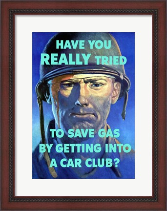 Framed Save Gas - Car Club Print