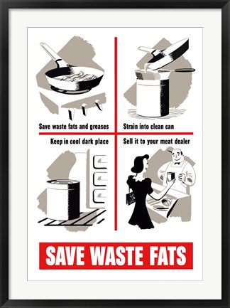 Framed Save Waste Fats Print