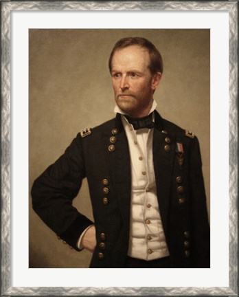 Framed Union Civil War General William Tecumseh Sherman (color) Print