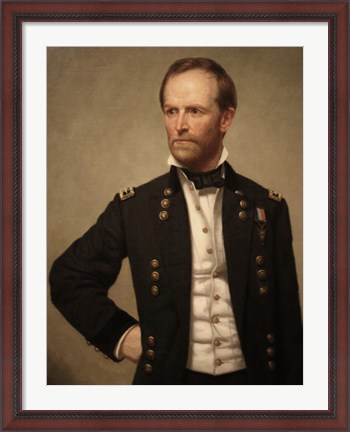Framed Union Civil War General William Tecumseh Sherman (color) Print