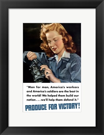 Framed Produce for Victory - Man for Man Print