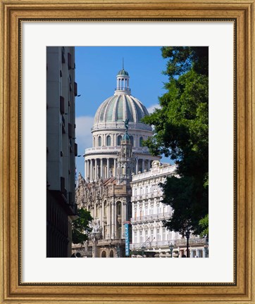 Framed Capitol building, Havana, UNESCO World Heritage site, Cuba Print