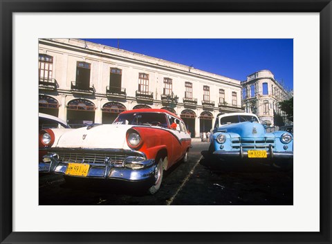 Framed Classic Cars, Old City of Havana, Cuba Print