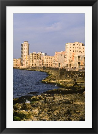 Framed Malecon, Waterfront in Old City of Havana, Cuba Print