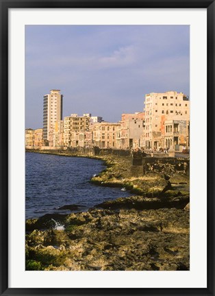 Framed Malecon, Waterfront in Old City of Havana, Cuba Print