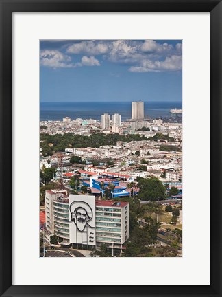Framed Cuba, Havana, Building with Camilo Cienfuegos Print